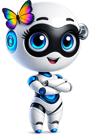 The MonetizeU AI robot mascot with a butterfly bow